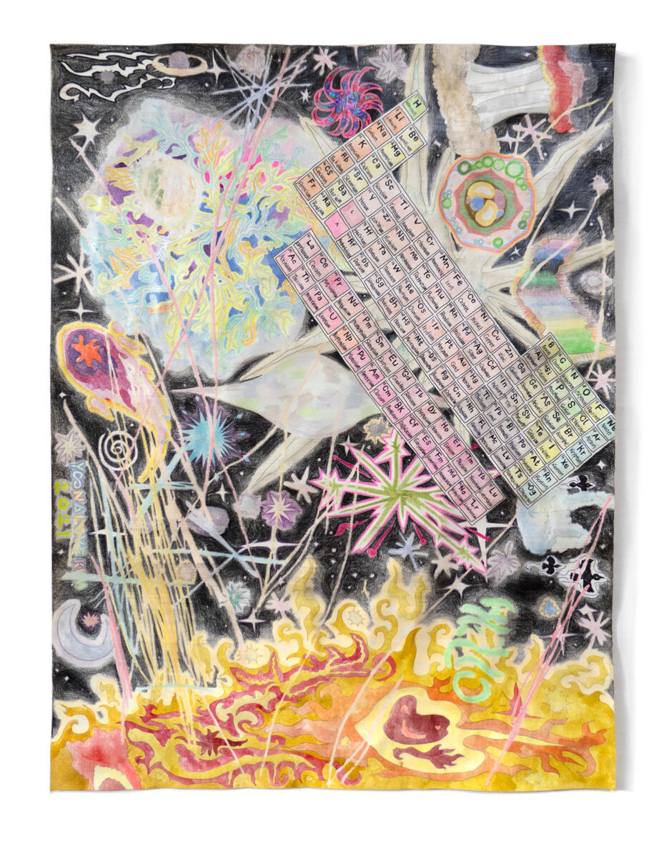 My true friend will exist beyond the universe, 60 x 45 cm, Mixed media, Beeswax on paper, 2021