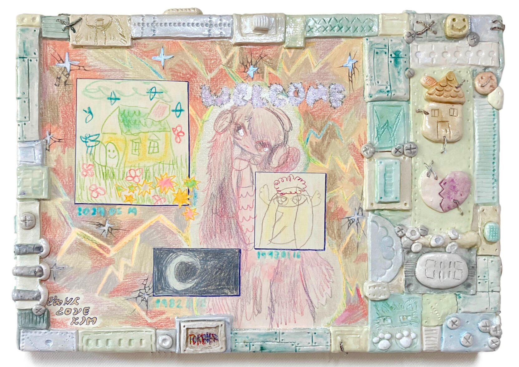 ❣️ Live forever on the website,25x34.5cm, Mixed media on panel, 2023