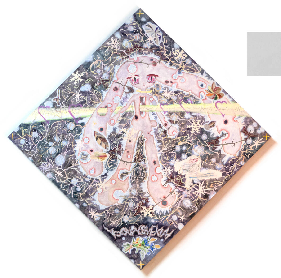 Winter, I predict the snow will hug my tombstones, 86 x 45 cm,Mixed media, Hanji on panel, 2021