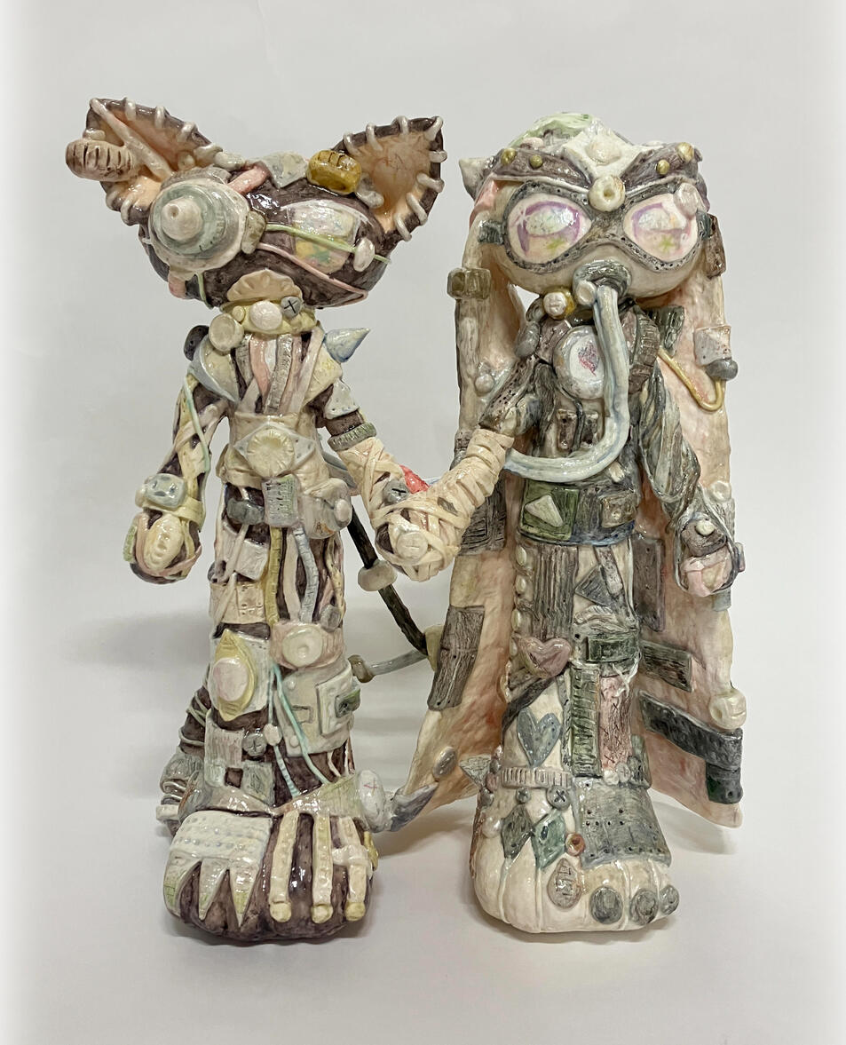 Cosmic Reincarnation, 24x30x15cm, Mixed media on stone modeling clay, 2023