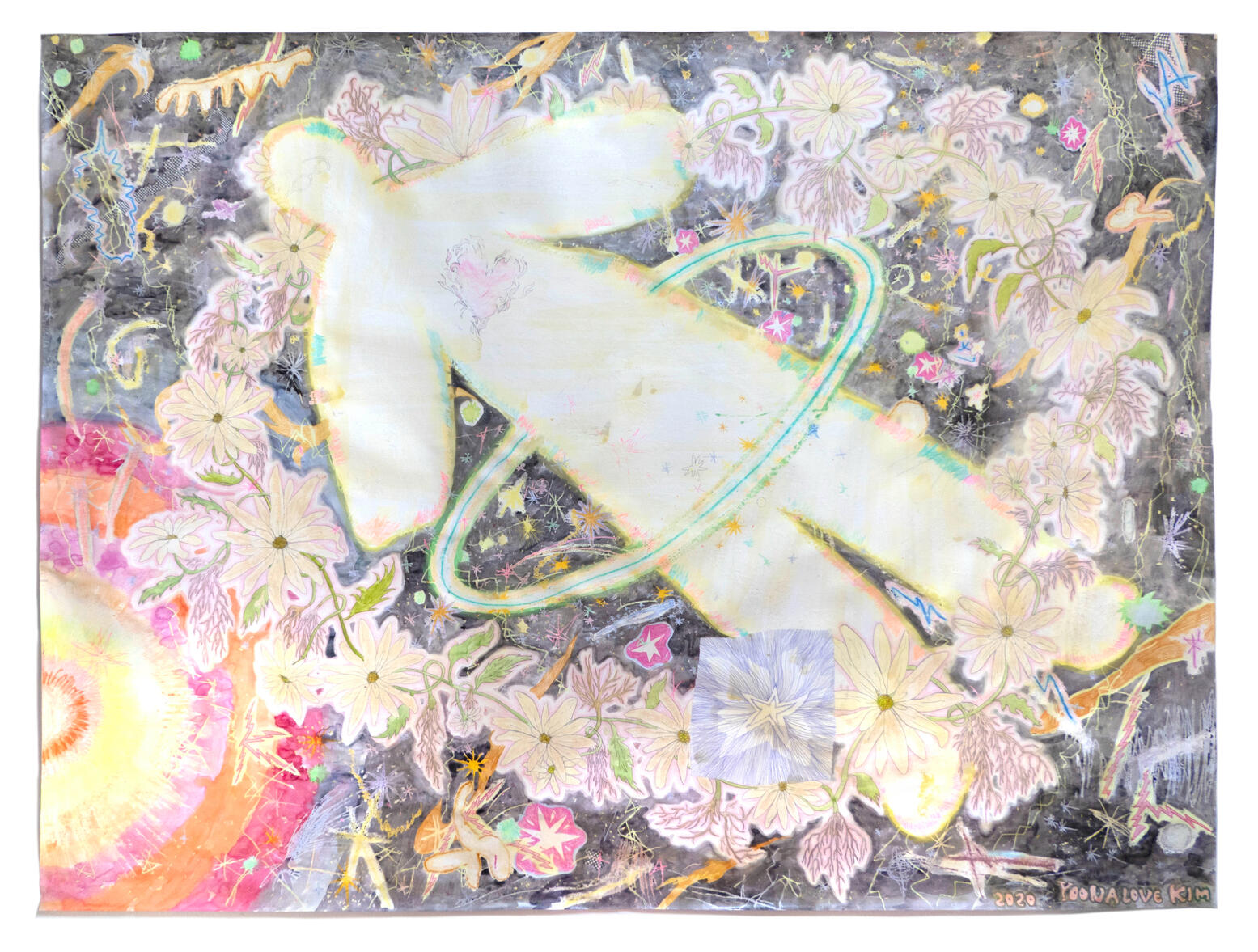 🌟 Cosmos Child, 150 x 200 cm, Mixed media, Beeswax on paper, 2021