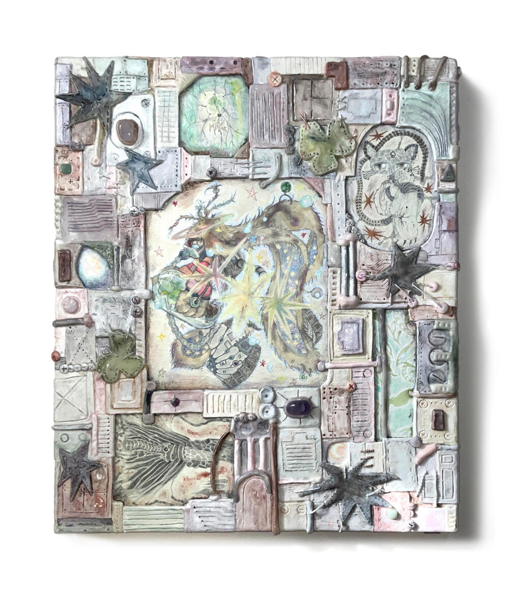 'For the Earth's last three-leaf clover'55 x 46cm, Mixed media on Panel, 2023